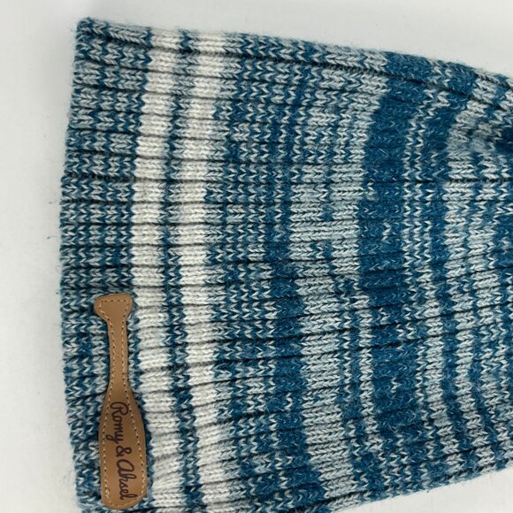 Romy & Aksel Baby Beanie Hat Size 12/24M Blue Striped Acrylic Knit Stretch - Picture 3 of 8